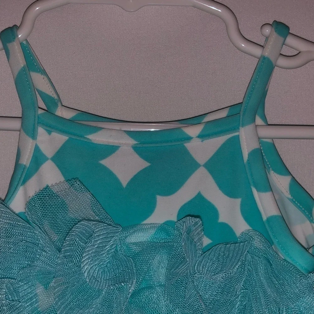 Mudpie Aqua & White Tutu Onesie Bodysuit